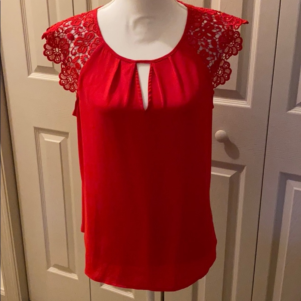 Express Red Lace cap sleeve Blouse